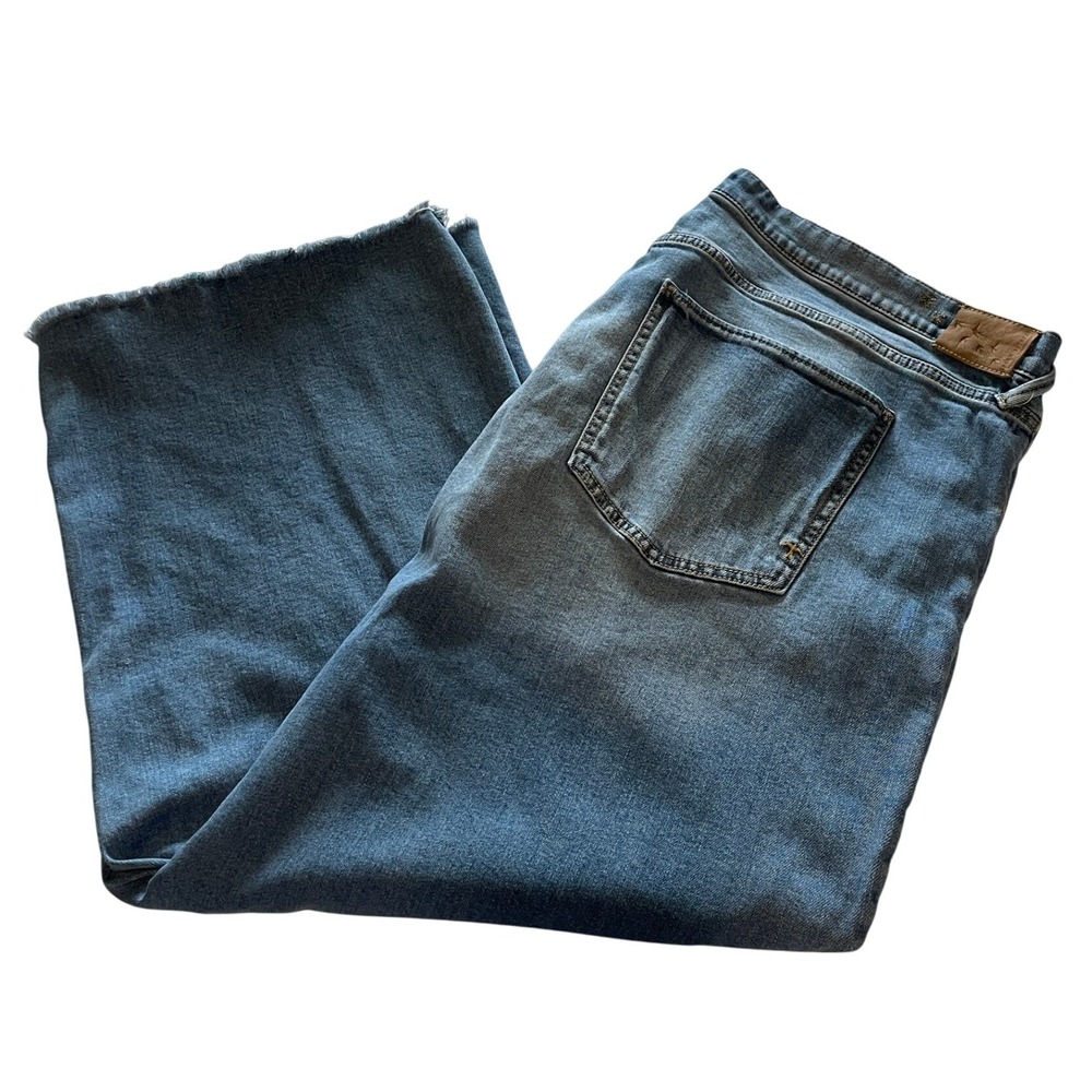 Serra Retreat Women Wide Leg Crop Jeans 22W Distressed Frayed/Raw Hem Getty Wash